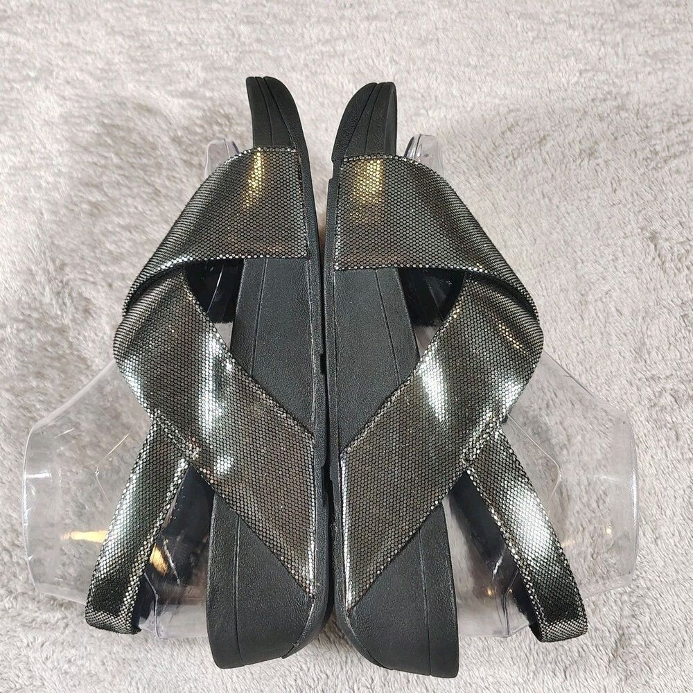 FitFlop Lulu Metallic Slingback Sandals Size 8 Women's Comfort Wedge Shoes - Picture 6 of 9